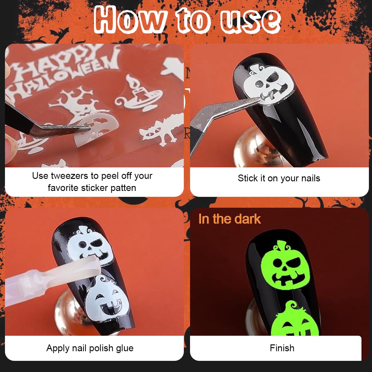 MAYCREATE 12 Sheets Halloween Nail Art Stickers, Luminous Nail Design Glow in The Dark Nail Decals, 3D Self-Adhesive Luminous Spooky Spider Web Skull Pumpkin Nail Art Design for Women Girls MAYCREATE 12 Sheets Halloween Nail Art Stickers, Luminous Nail Design Glow in The Dark Nail Decals, 3D Self-Adhesive Luminous Spooky Spider Web Skull Pumpkin Nail Art Design for Women Girls